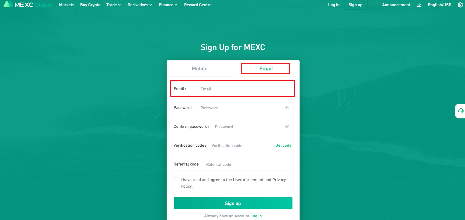 نحوه باز کردن یک حساب تجاری در MEXC